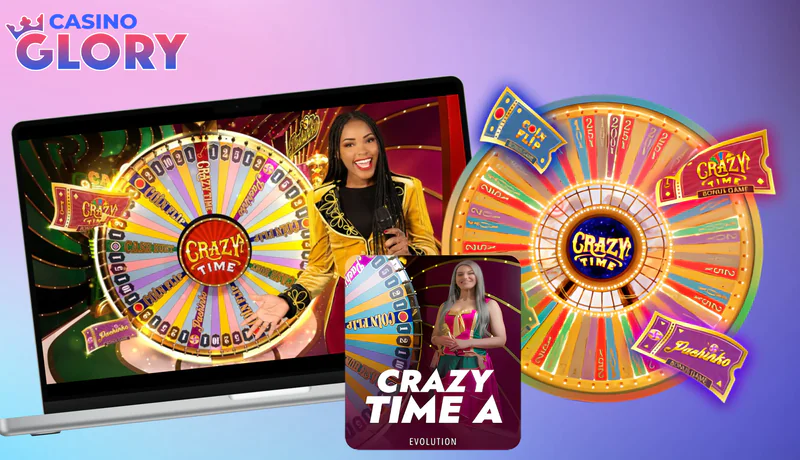 Crazy Time wheel and game segments in Glory Casino