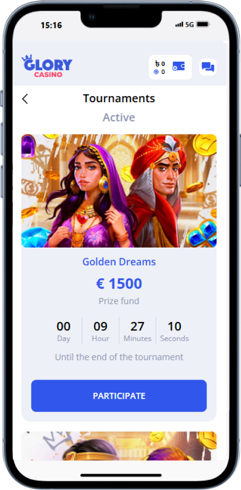 Glory Casino live casino in app: roulette and live tables